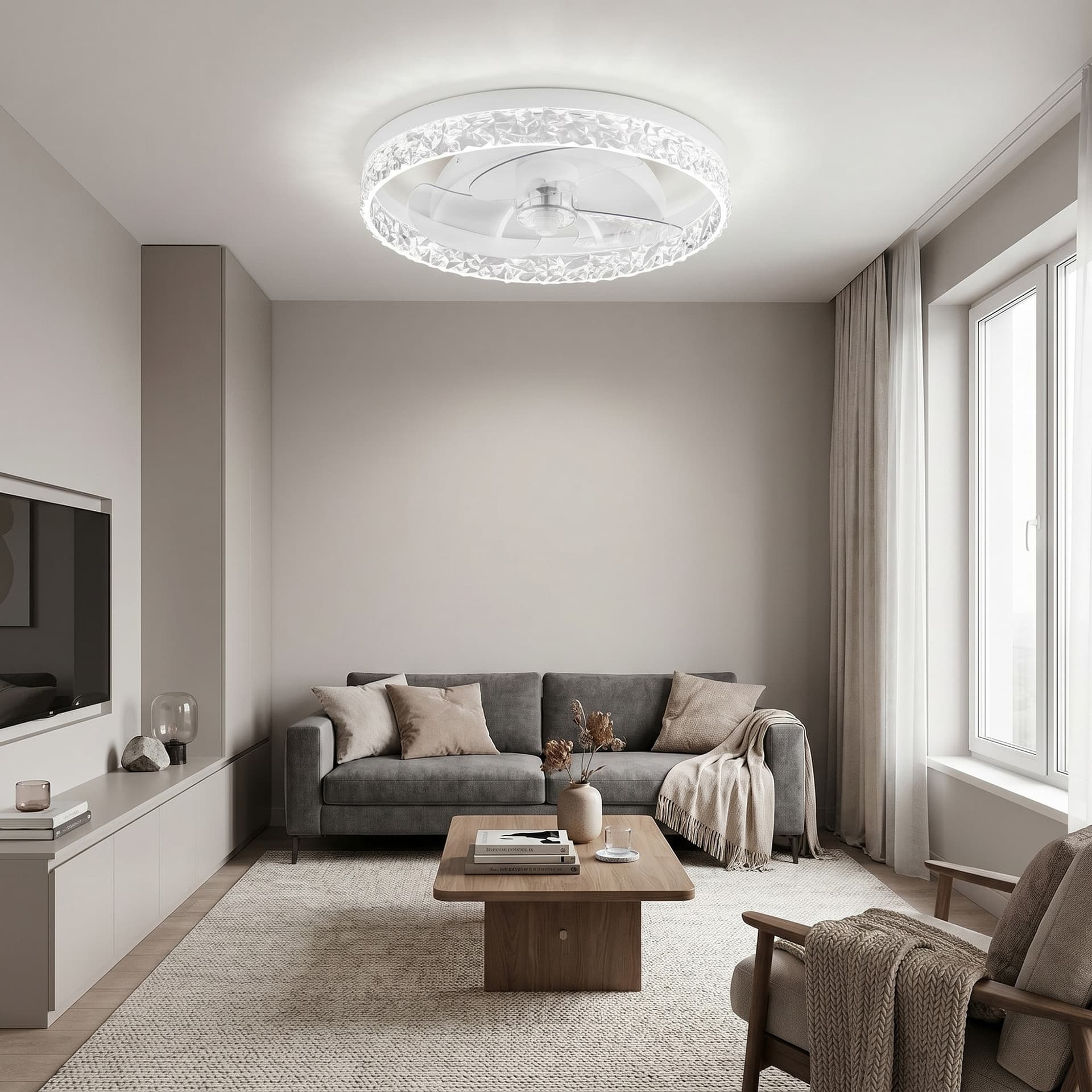 Plafoniera Moderna LED 30W con Ventilatore Termoplastico Bianco - 2