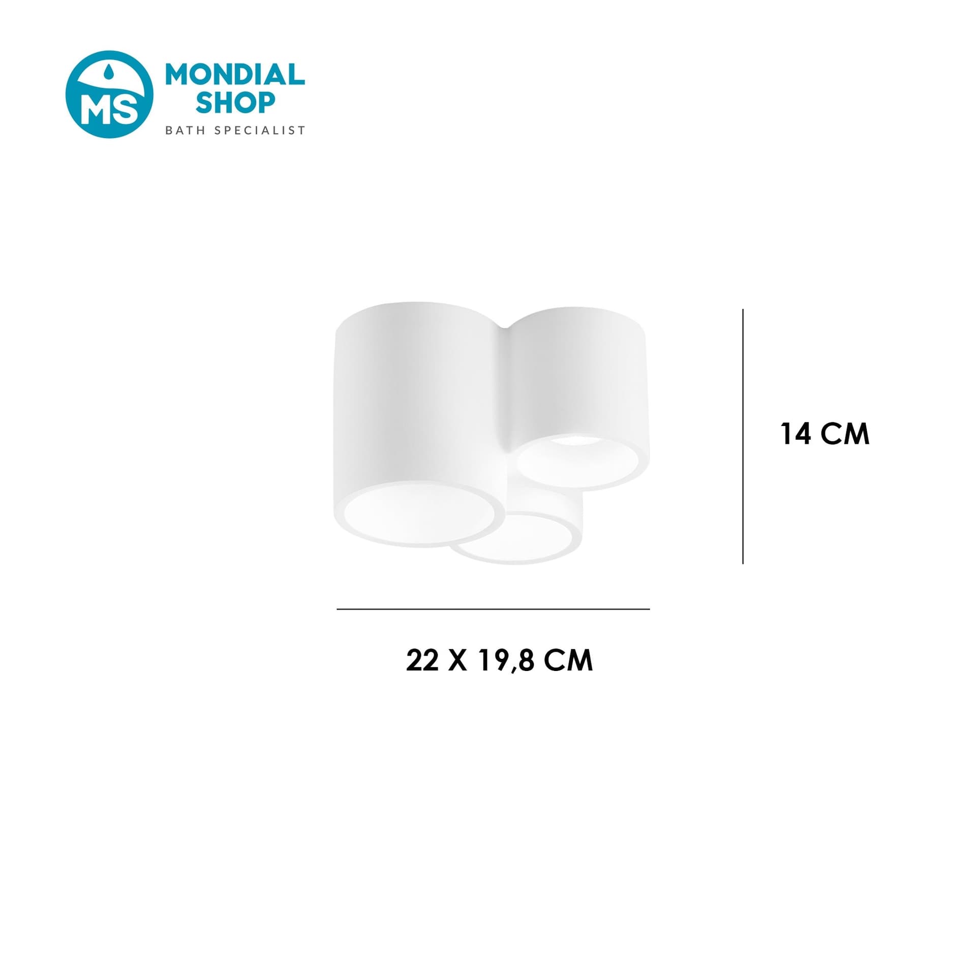 Plafoniera moderna Bianca in gesso verniciabile 3xGU10 Design tecnico da soffitto - 3