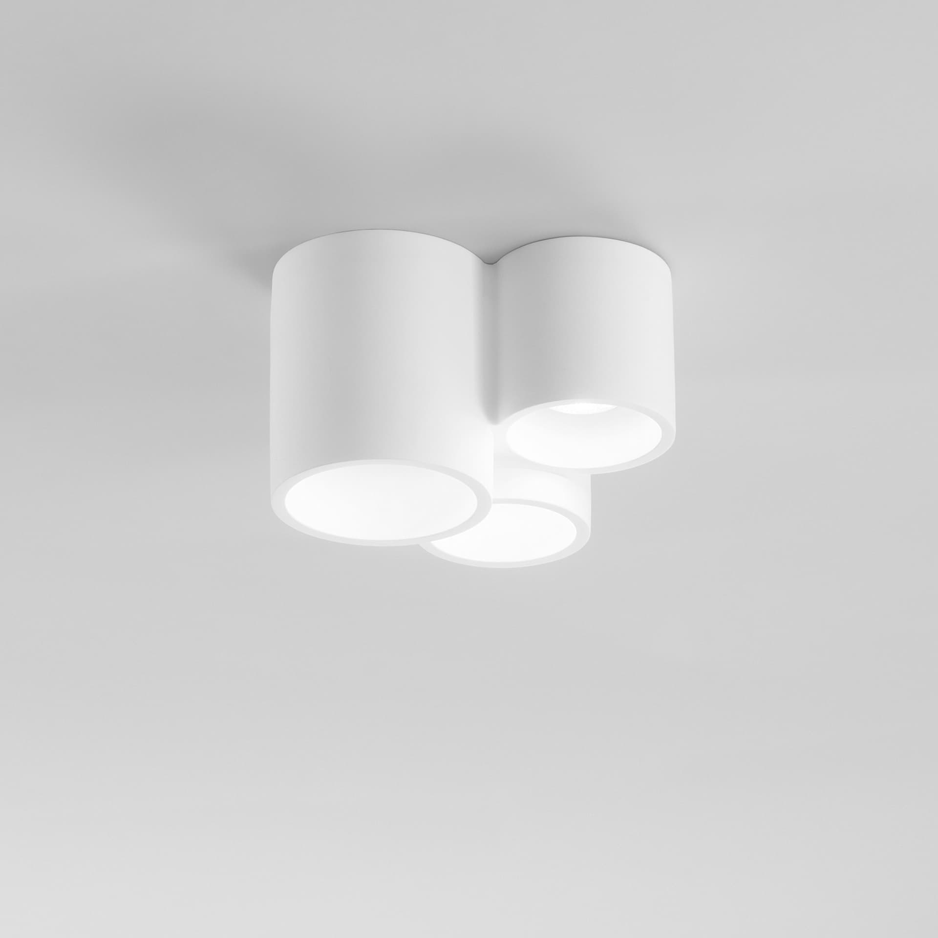 Plafoniera moderna Bianca in gesso verniciabile 3xGU10 Design tecnico da soffitto - 5