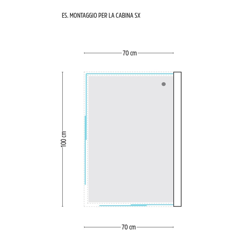 Ogomondo Box Cabina Doccia Corner 3 Lati Cristallo Temprato Serigrafato 70x100x70 Sinistro + Piatto Doccia Porcellana h6,5cm - 6