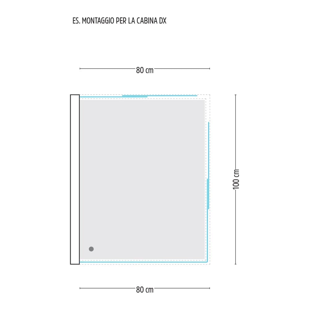 Ogomondo Box Cabina Doccia Corner 3 Lati Cristallo Temprato Serigrafato 80x100x80 Destro + Piatto Doccia Porcellana h6,5cm - 3