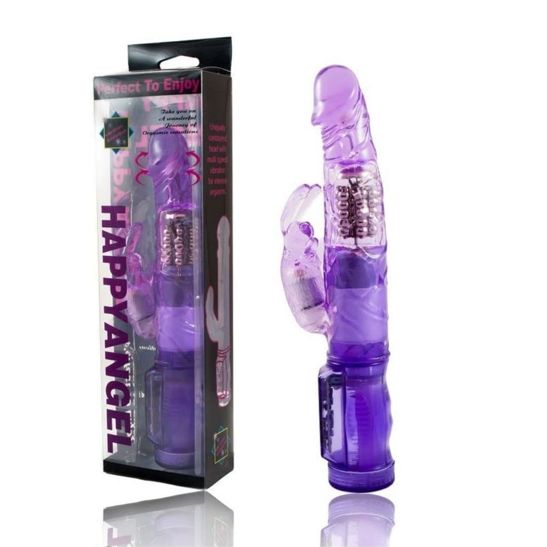 Vibratore rabbit viola stimolatore Happy Angel Lilla 21,5cm - 3