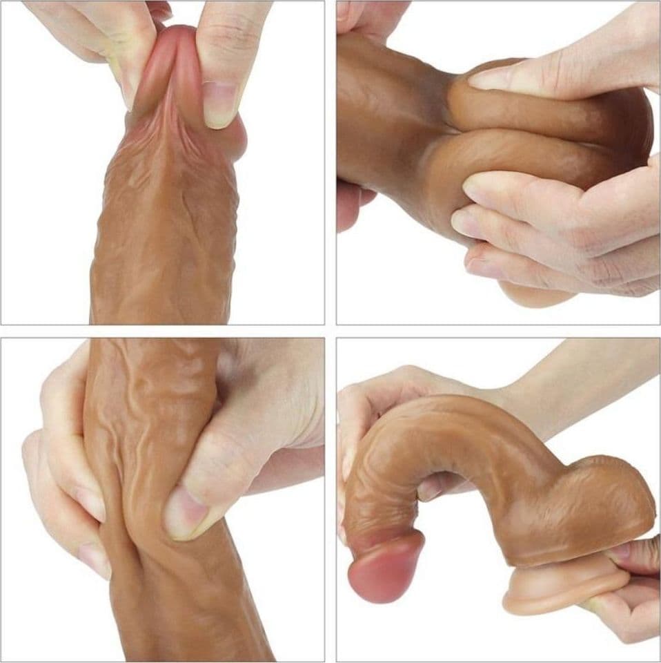 Dildo realistico ventosa 8" Nature Cock Brown Liquid Silicone LoveToy - 2