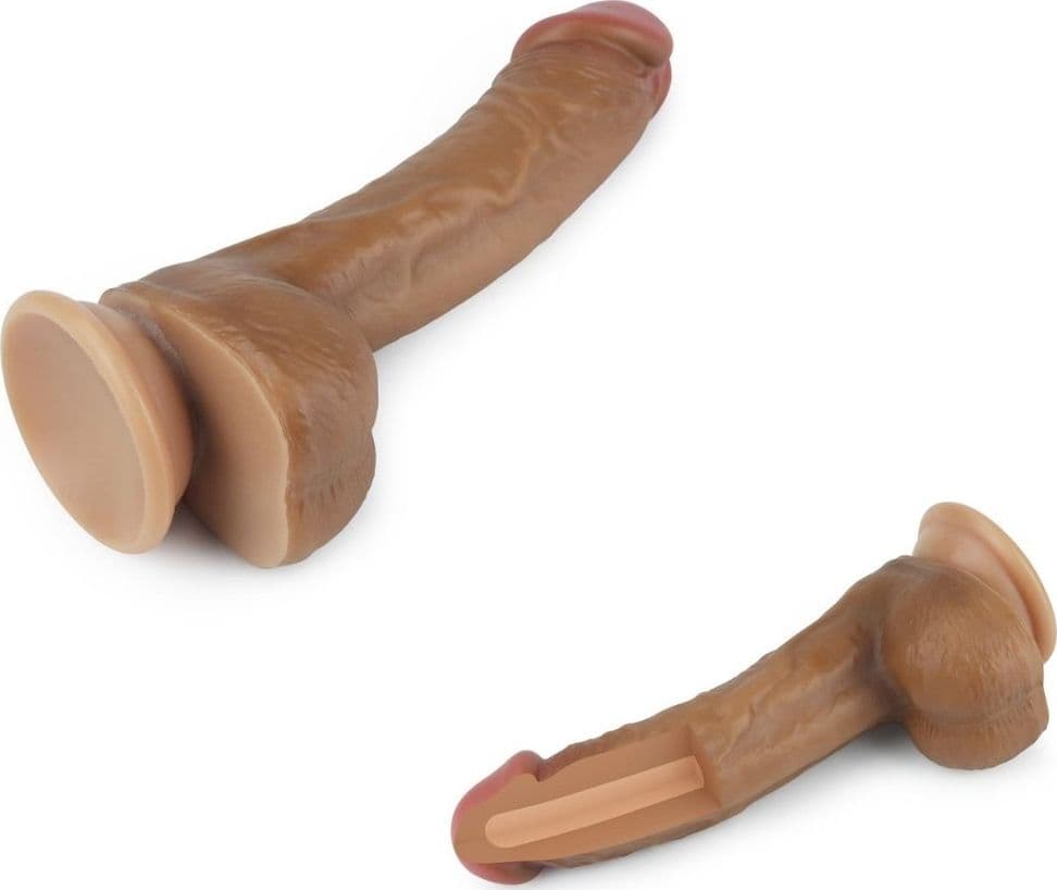 Dildo realistico ventosa 8" Nature Cock Brown Liquid Silicone LoveToy - 4
