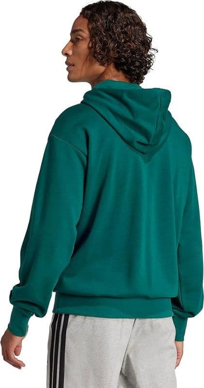 Felpa con Cappuccio Adidas Uomo Essentials Verde con Logo Oversize - 3