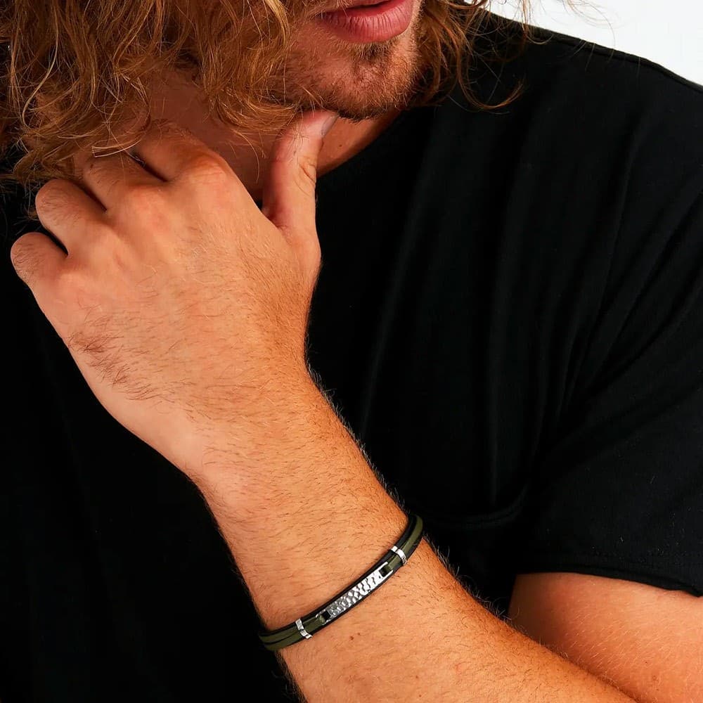 Bracciale SECTOR uomo Bandy pelle verde  (SZV115) - 3
