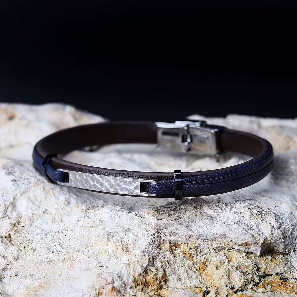 Bracciale SECTOR uomo Bandy pelle blu / acciaio - 2