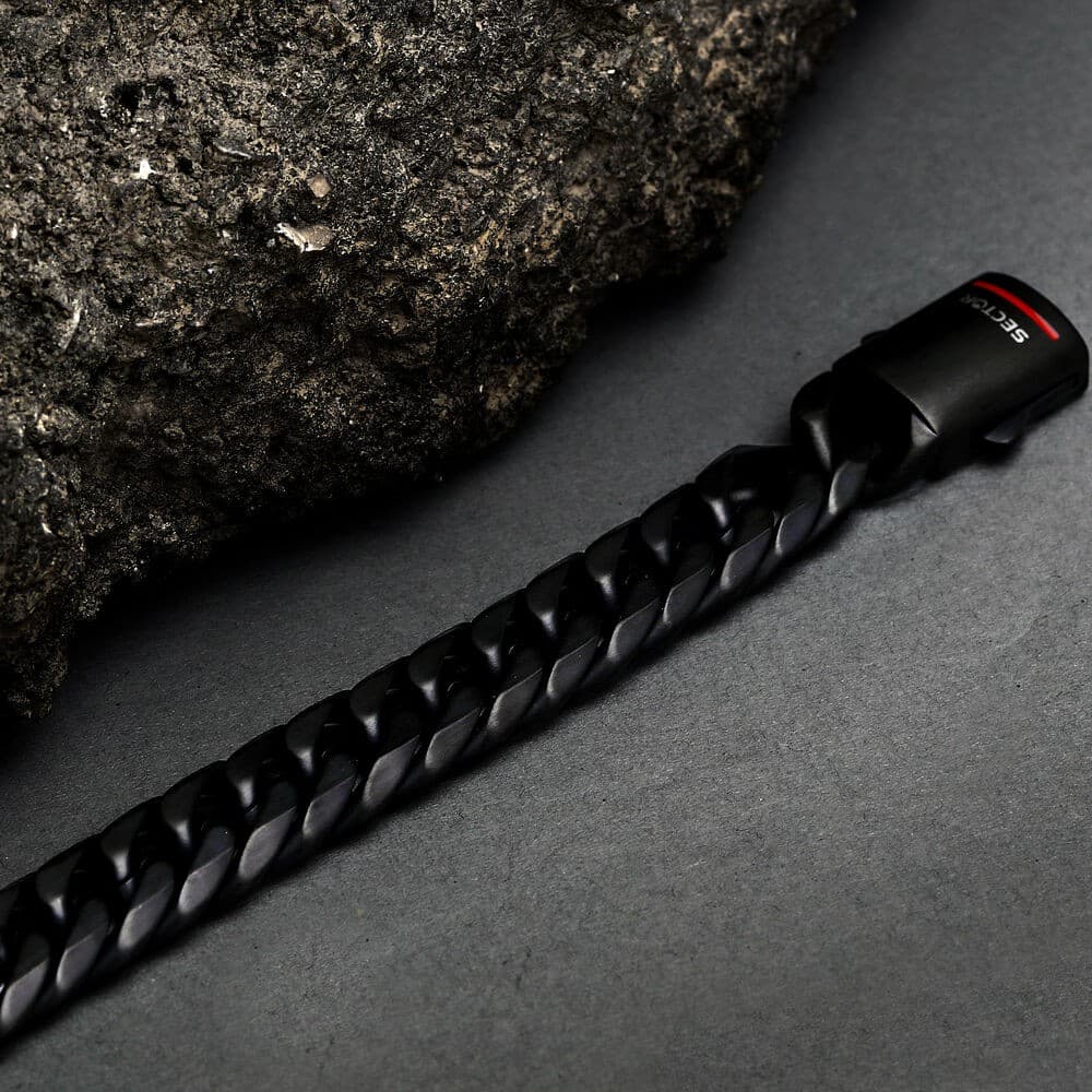 Bracciale Uomo Sector Bold Nero in Acciaio Maglia Grossa (SAXS06) - 4