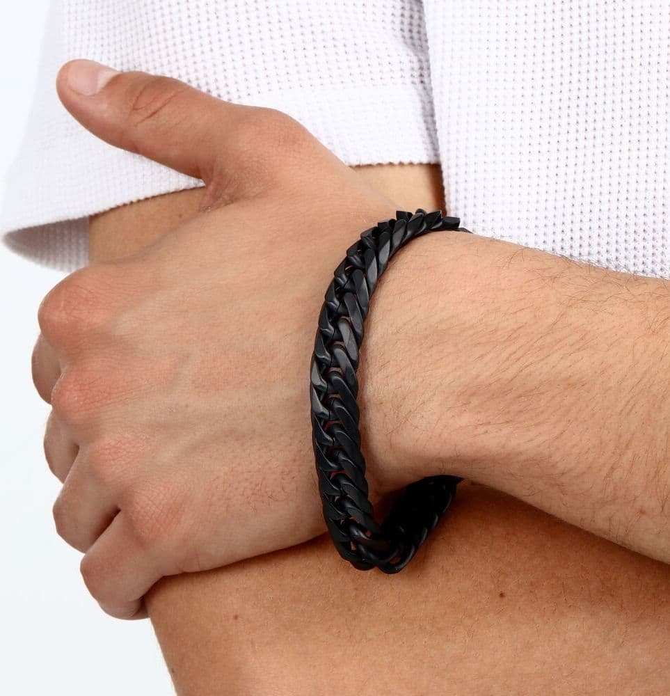 Bracciale Uomo Sector Bold Nero in Acciaio Maglia Grossa (SAXS06) - 6