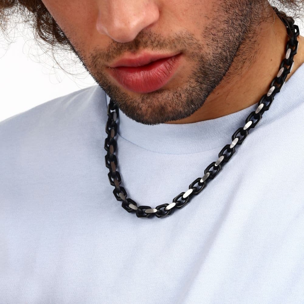 Collana Sector Bold Uomo Acciaio Nero e Silver (SAXS02) - 2
