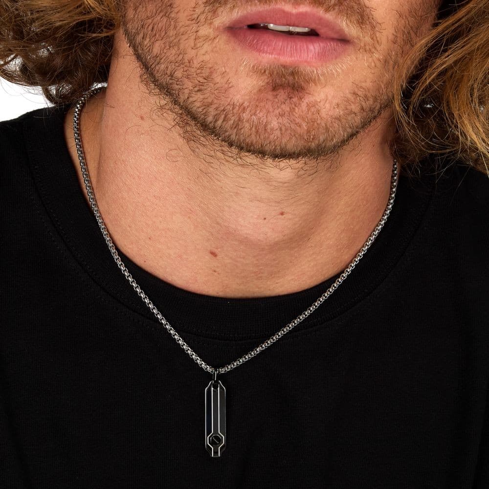 Collana Sector Basic Uomo Acciaio Silver con Pendente Nero (SZS124) - 6