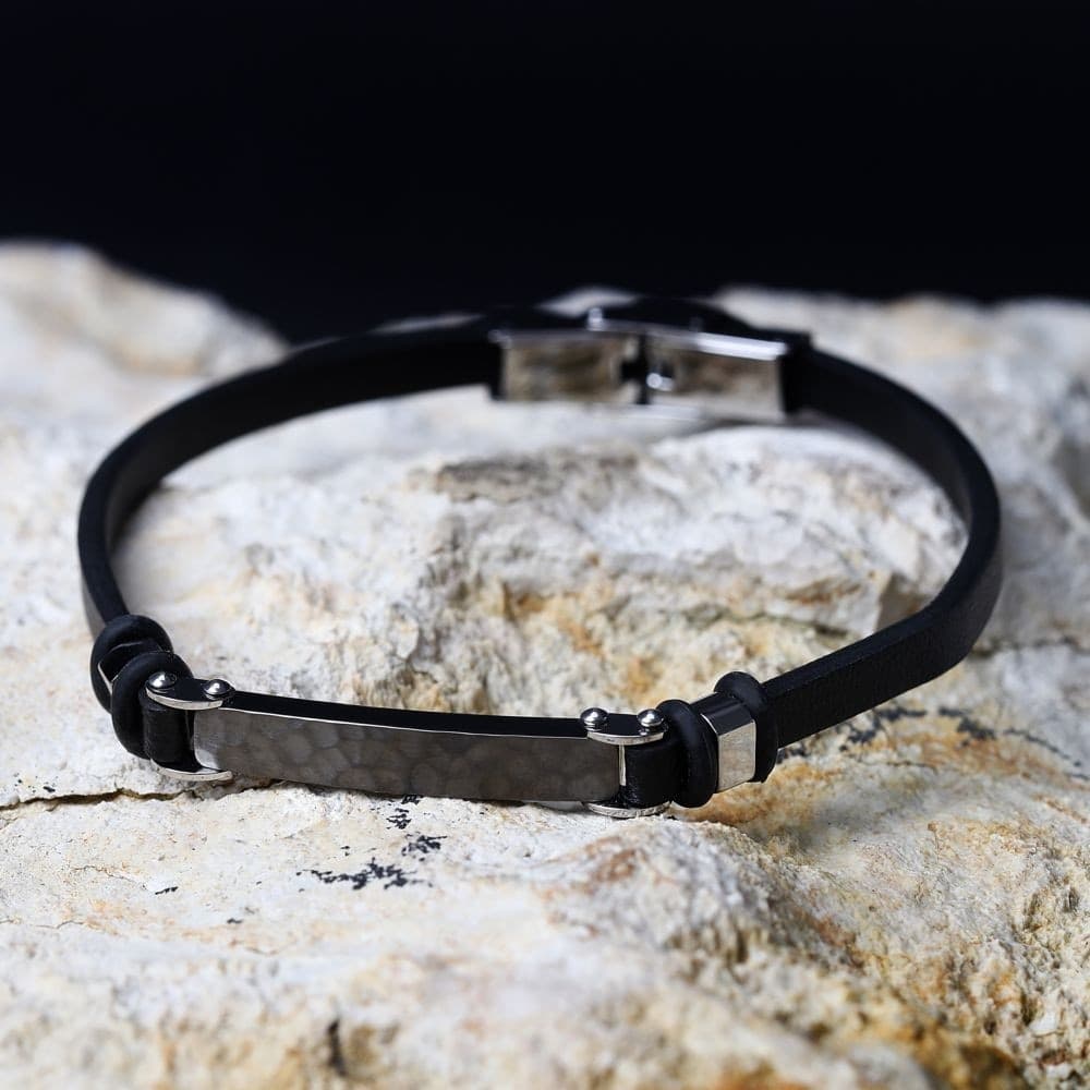 Bracciale Sector Bandy Uomo Pelle Nera e Acciaio Silver (SZV114) - 2