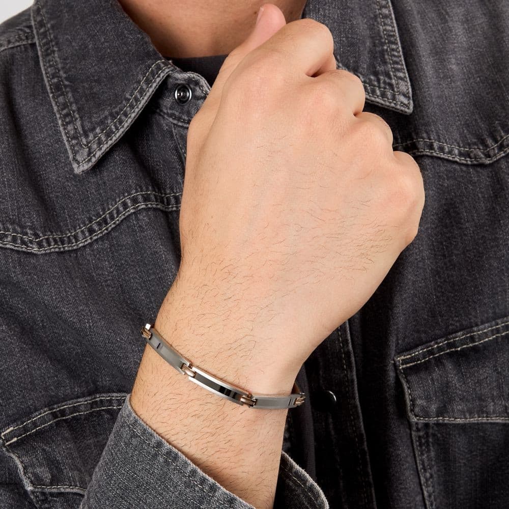 Sector Basic – Bracciale Uomo Silver con Dettagli Rose Gold  (SZS142) - 5