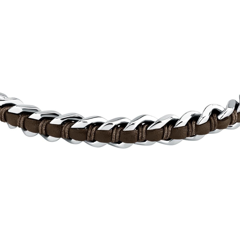 Sector Bandy – Bracciale Uomo Acciaio e Pelle Marrone (SZV123) - 2