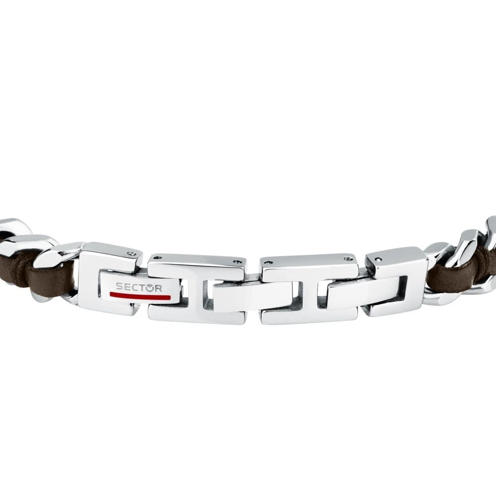 Sector Bandy – Bracciale Uomo Acciaio e Pelle Marrone (SZV123) - 3