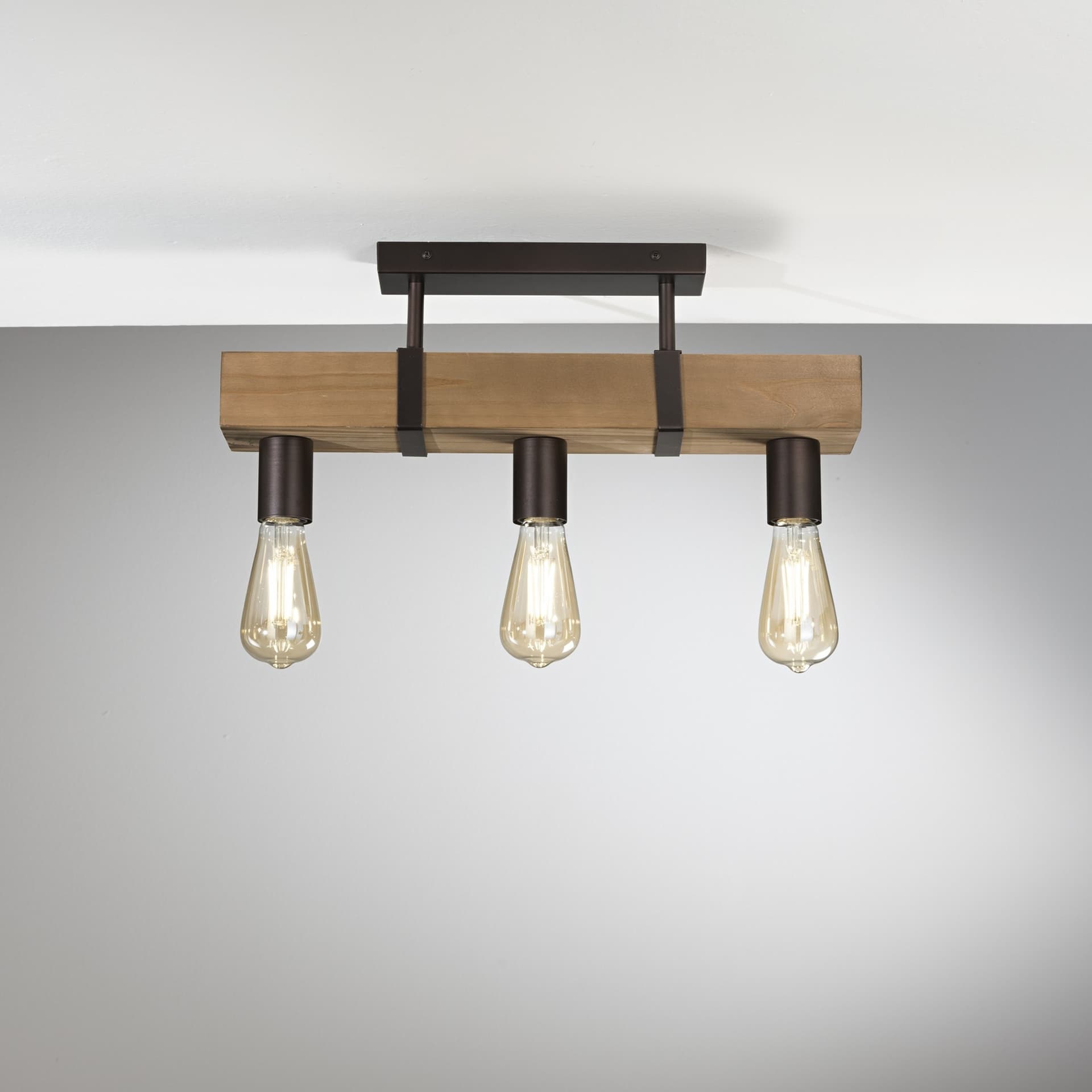 PLAFONIERA TEXAS LEGNO 3XE27 50X10X22CM - 2