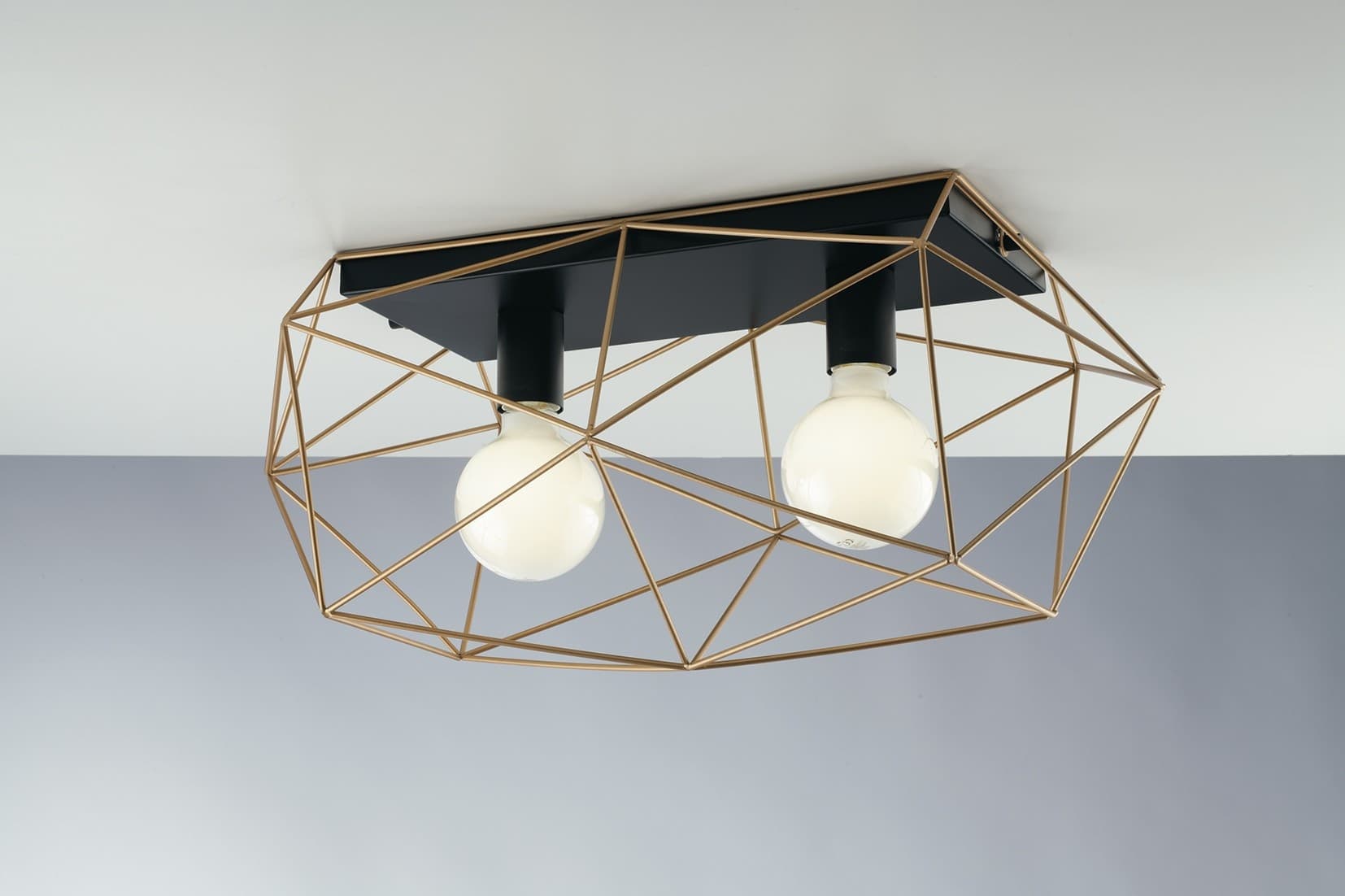 PLAFONIERA ABRAXAS NERA/ORO 2XE27 40X18,5X26,5CM - 2