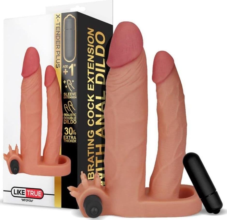 Guaina pene dildo doppio vibrante LIKETRUE X-TENDER PLUS VIBRATING COCK - 5