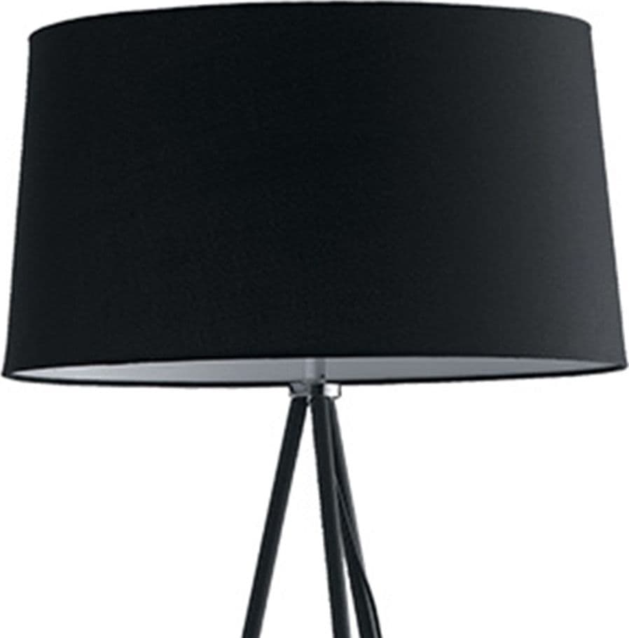 Piantana Treppiedi Minimal Nero Metallo Paralume Tessuto Lampada da Terra Moderna E27 - 5