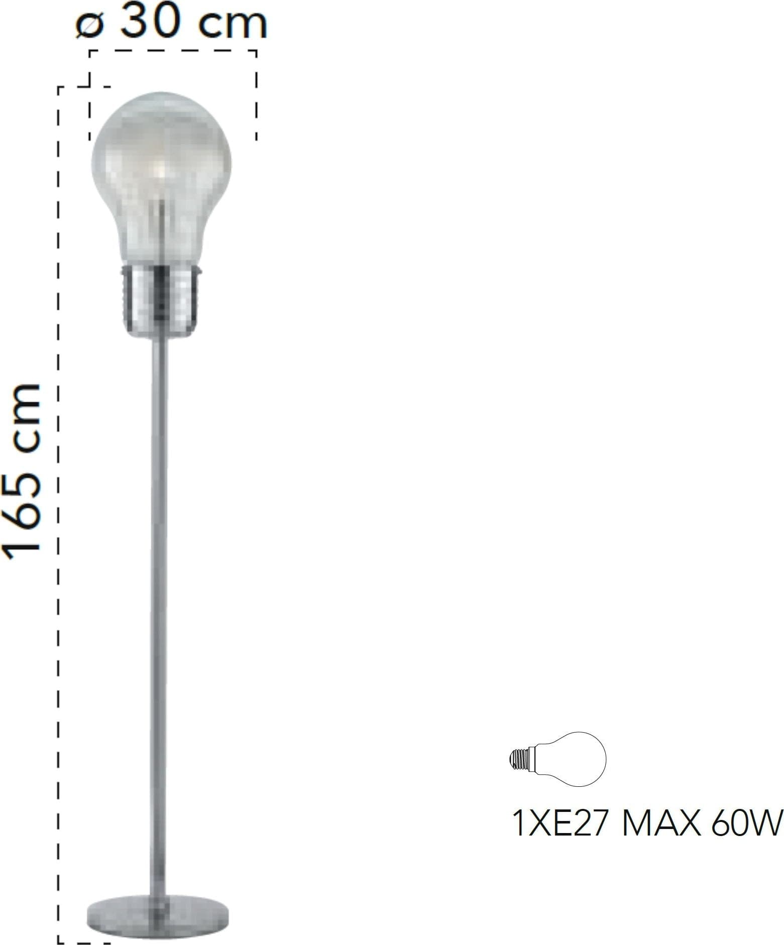 Piantana lampada da terra 60W E27 cromo BILBO - 2