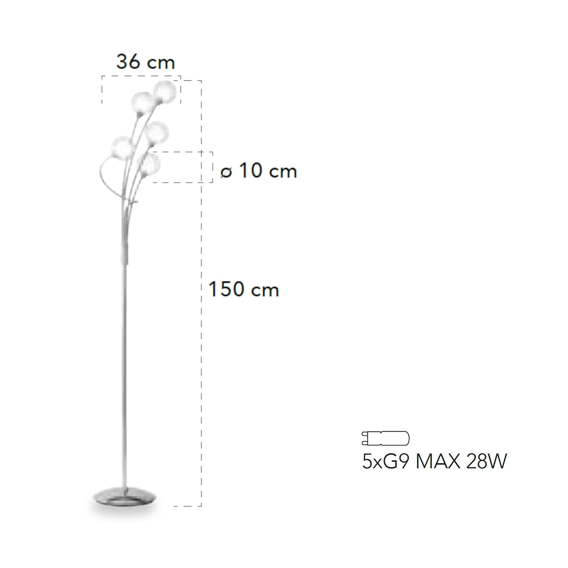 Piantana lampada da terra 28W 5XG9 a 5 emissioni cromo POST - 2