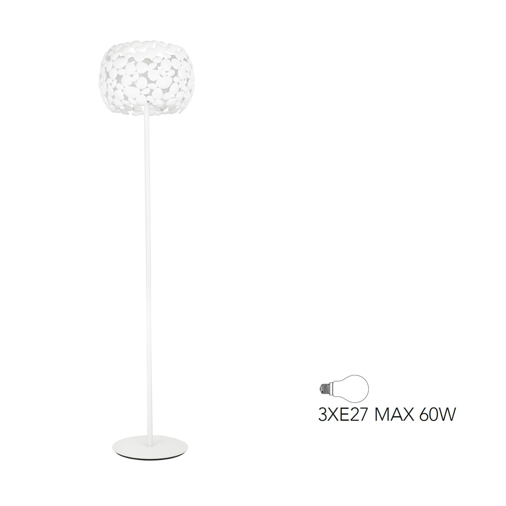 Piantana lampada da terra 60W 3XE27 bianca GRAPE - 2