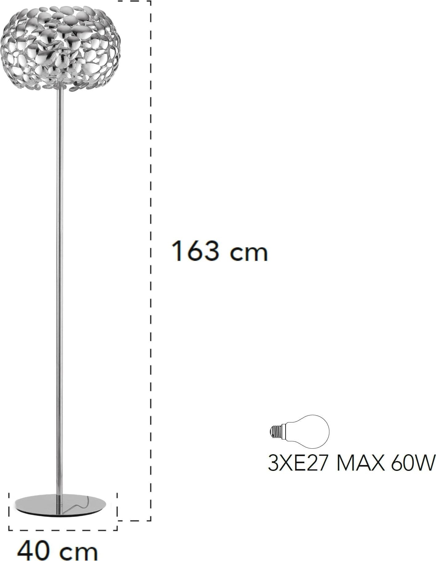 Piantana lampada da terra 60W 3XE27 cromo GRAPE - 2