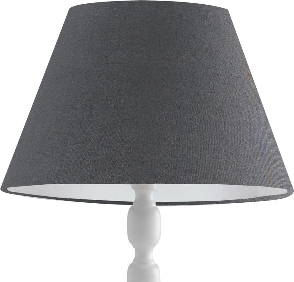 Lampada da Terra Metallo Bianco paralume Tessuto Grigio Piantana Classica E27 - 3