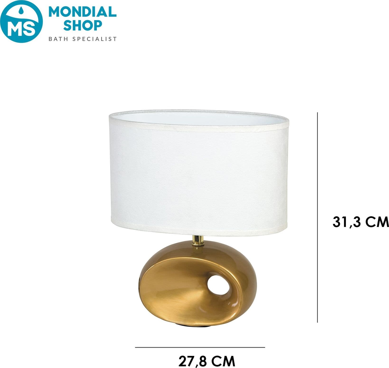 Lume da Comodino Moderno Adatta per camere e living Lampada in metallo oro e paralume bianco E14 - 3