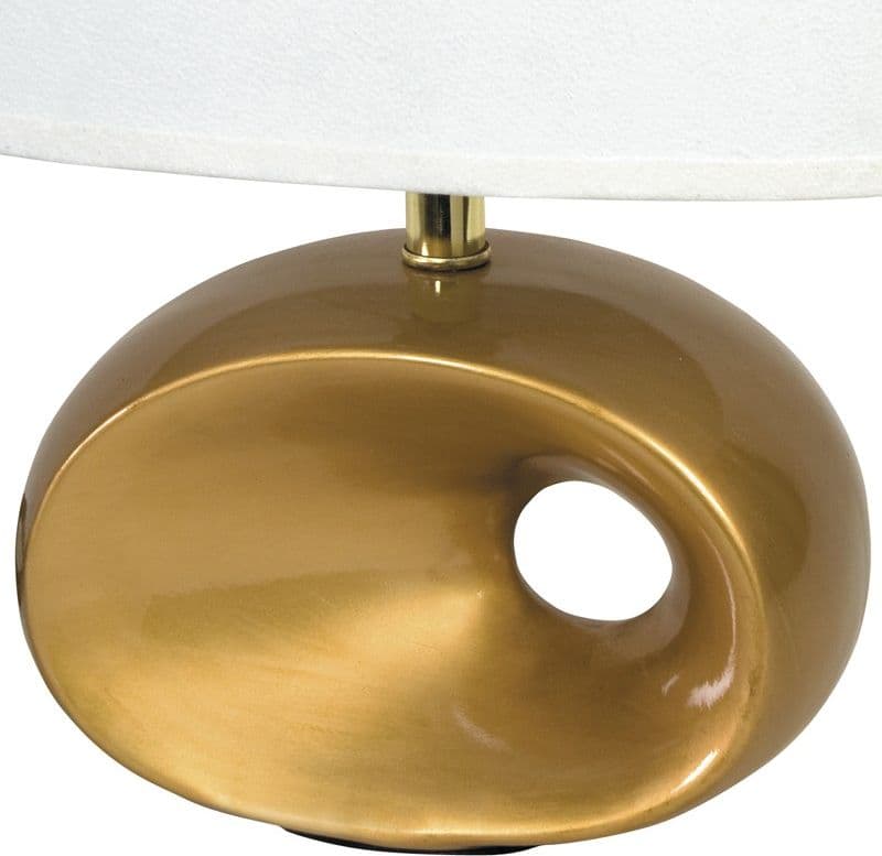 Lume da Comodino Moderno Adatta per camere e living Lampada in metallo oro e paralume bianco E14 - 6