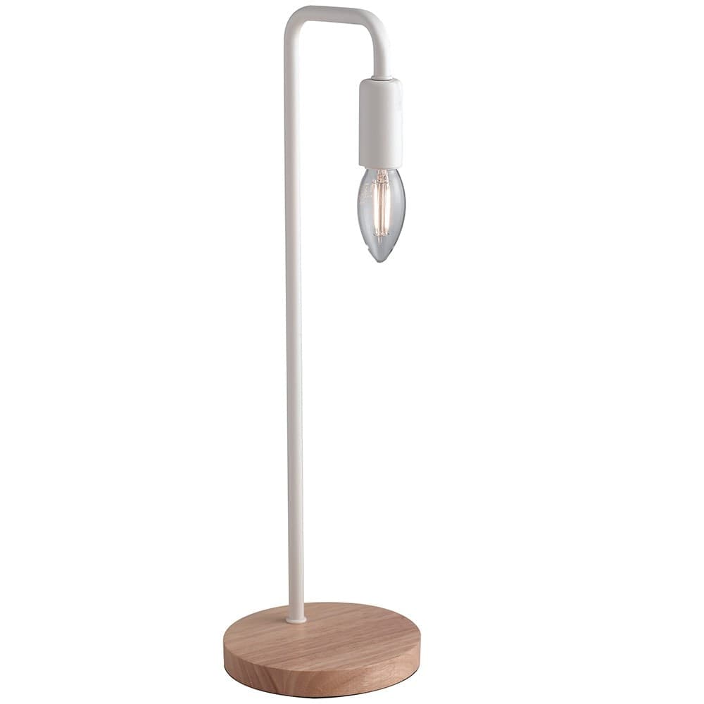 Lume adatto a comodini e scrivanie Con base in legno e corpo in metallo Disponibile in bianco o nero E14 - 4