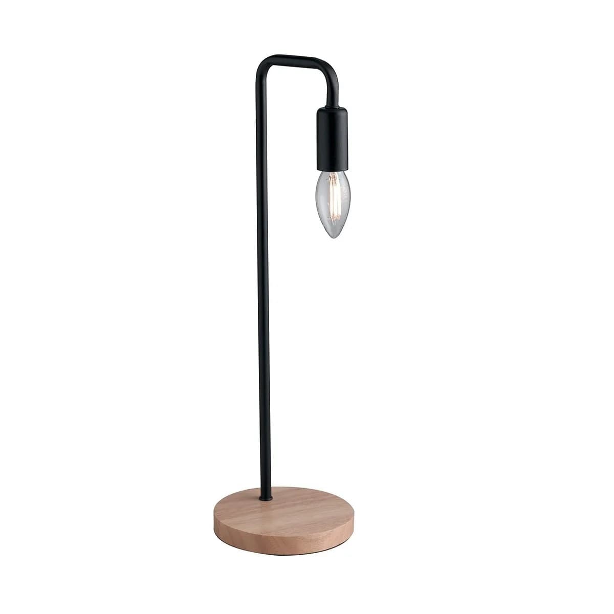 Lume adatto a comodini e scrivanie Con base in legno e corpo in metallo Disponibile in bianco o nero E14 - 10