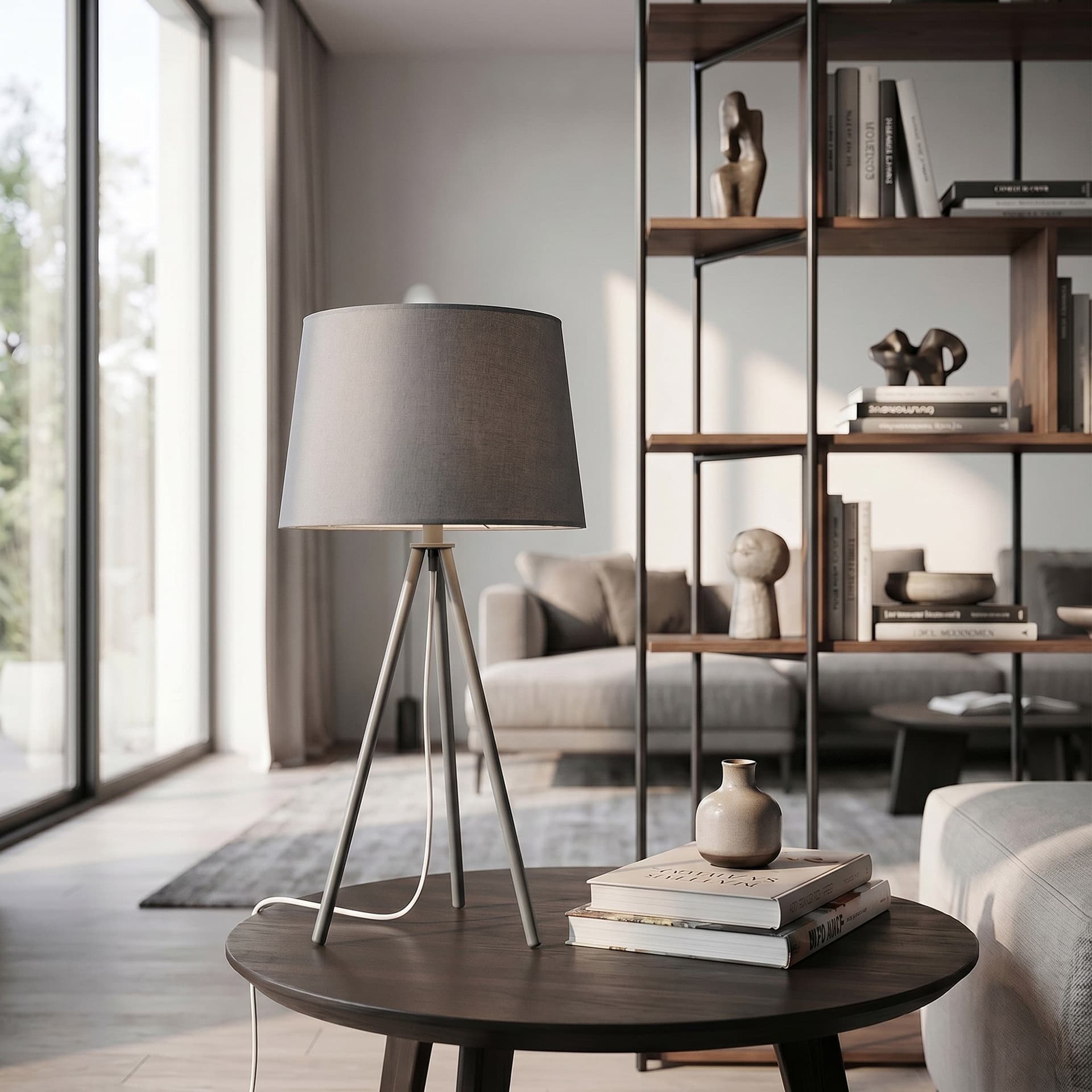 Lampada da Tavolo a treppiede con paralume in tessuto Disponibile in 3 varianti E27 - 13