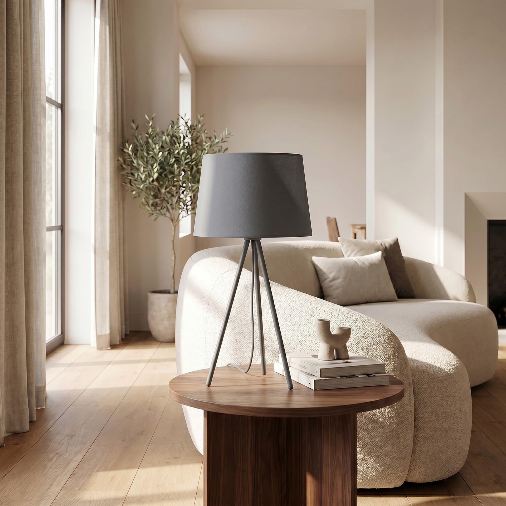 Lampada da Tavolo a treppiede con paralume in tessuto Disponibile in 3 varianti E27 - 14