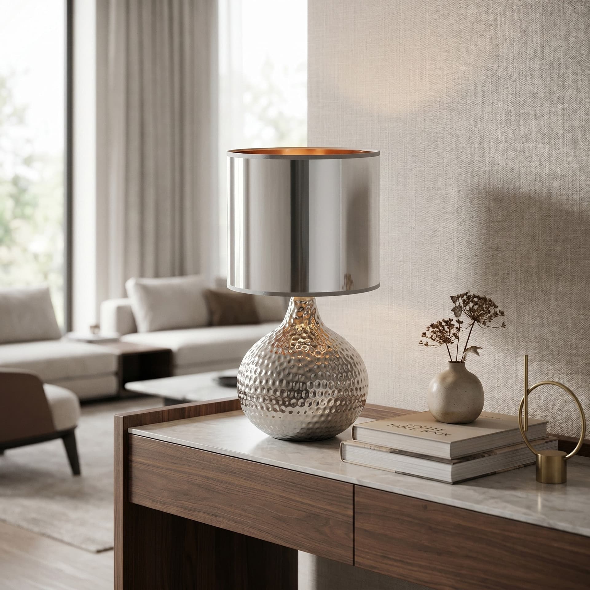Lampada da Tavolo moderna Adatta per salotto camera o uffici Ceramica disponibile in oro o argento e PVC E14 - 8