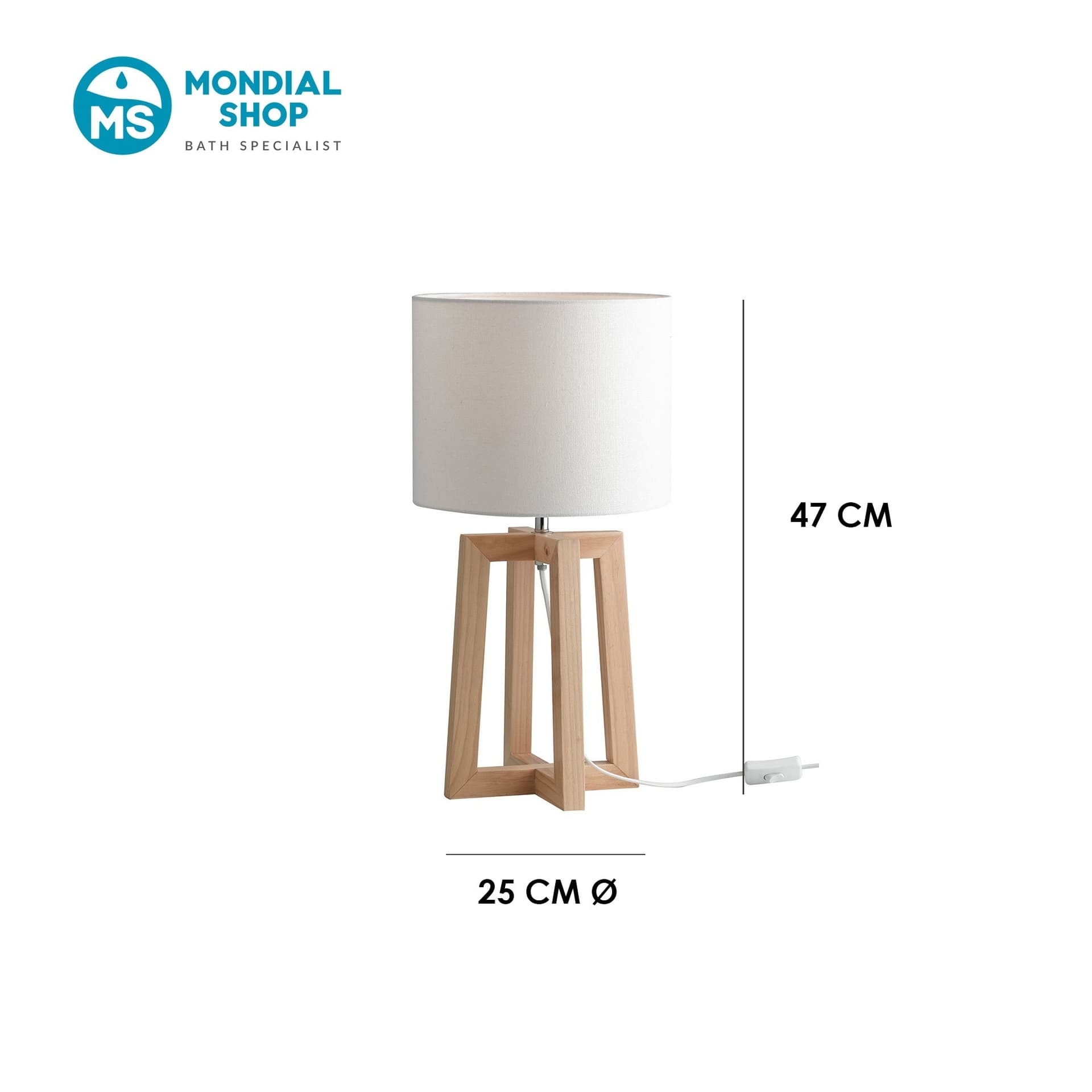 Lampada da Scrivania Paralume bianco con struttura in legno Adatta per camere e uffici E14 - 3