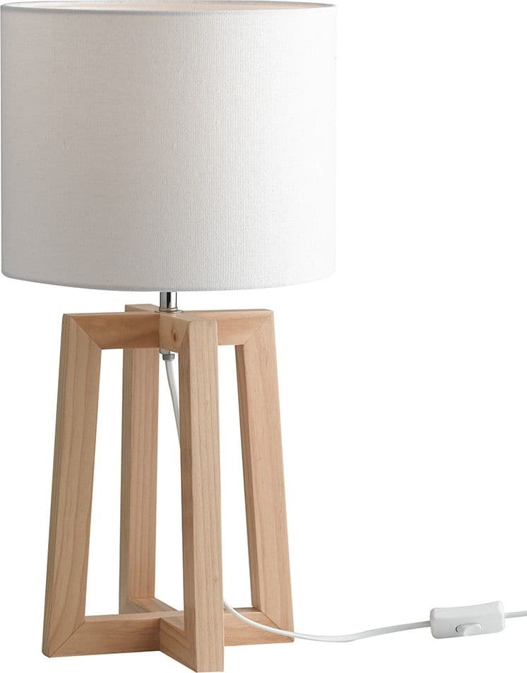 Lampada da Scrivania Paralume bianco con struttura in legno Adatta per camere e uffici E14 - 4
