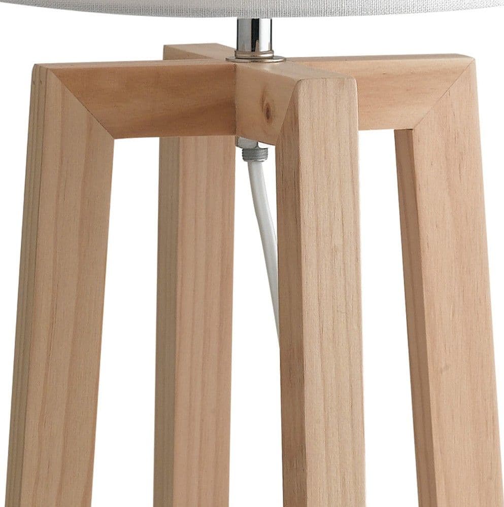 Lampada da Scrivania Paralume bianco con struttura in legno Adatta per camere e uffici E14 - 7