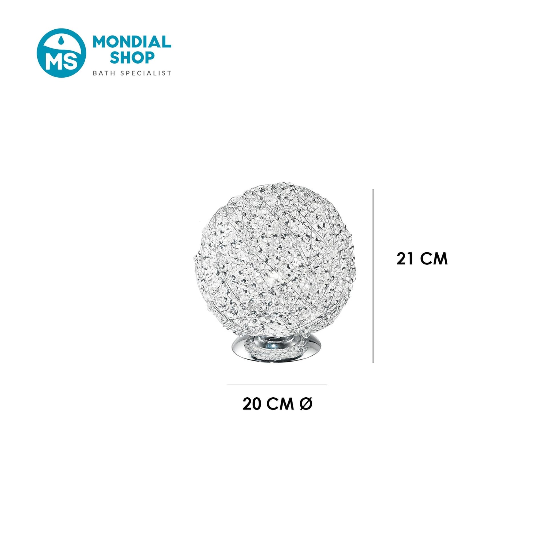 Lampada da Tavolo Sferica Design con intreccio in alluminio e Cristalli K9 Lume E27 - 3