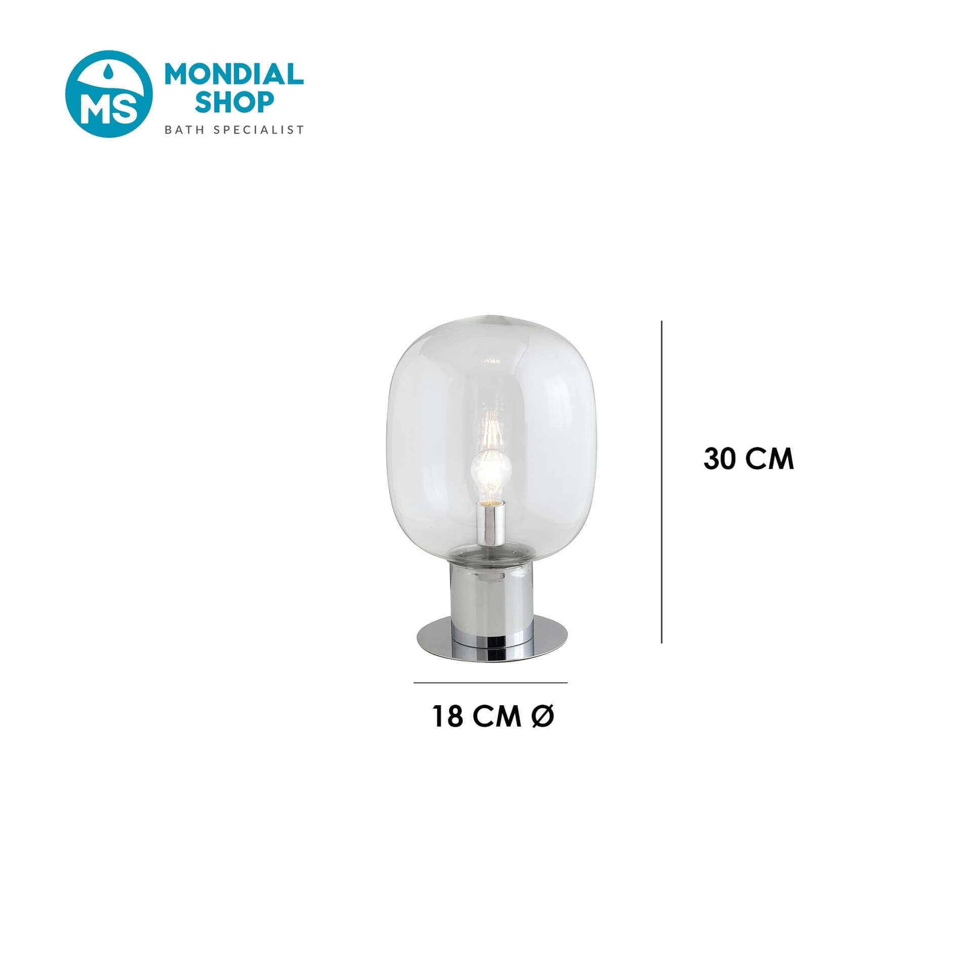 Lampada da Tavolo Cromo Lucido Design con vetro opale Adatta per camere e living  Attacco E27 - 3