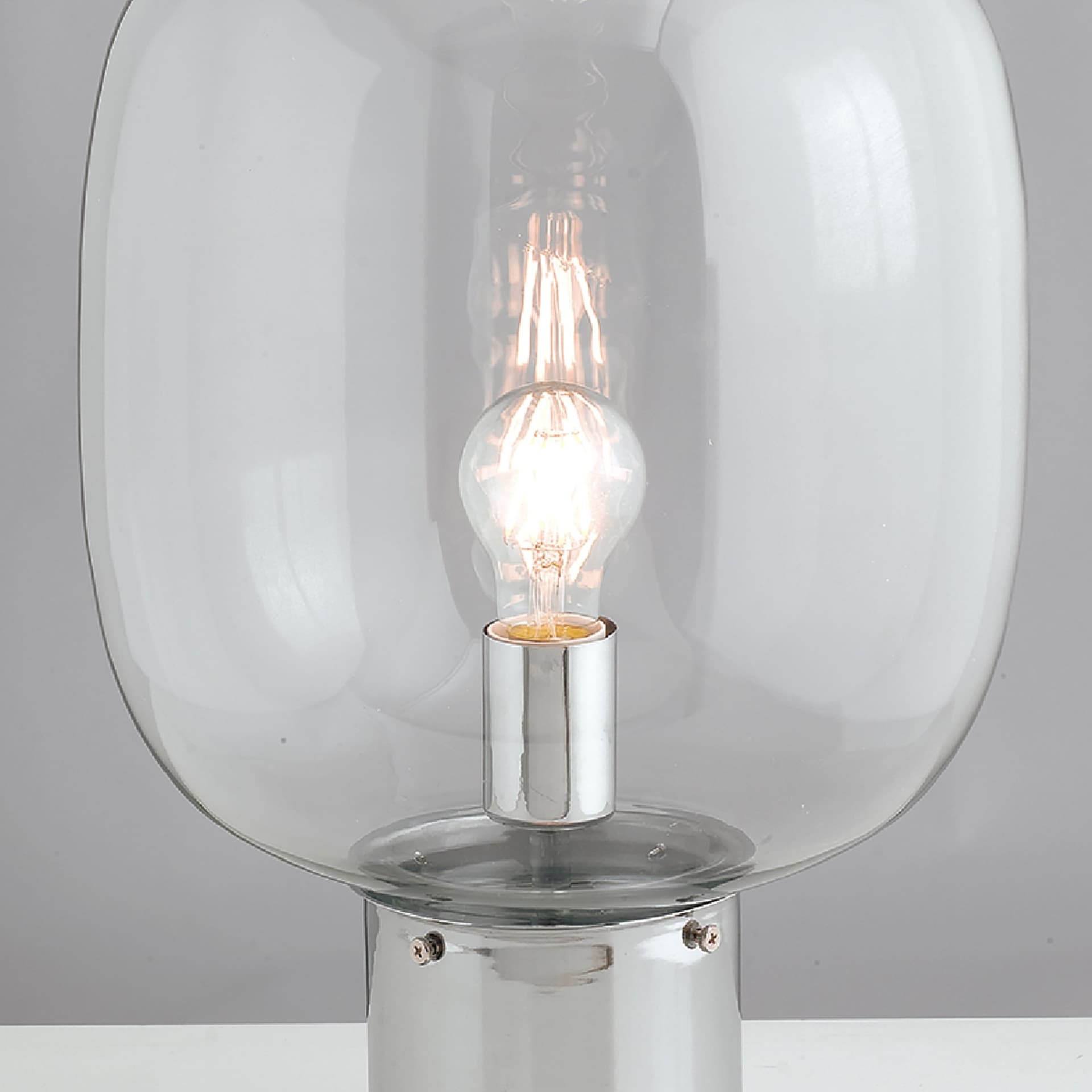 Lampada da Tavolo Cromo Lucido Design con vetro opale Adatta per camere e living  Attacco E27 - 5