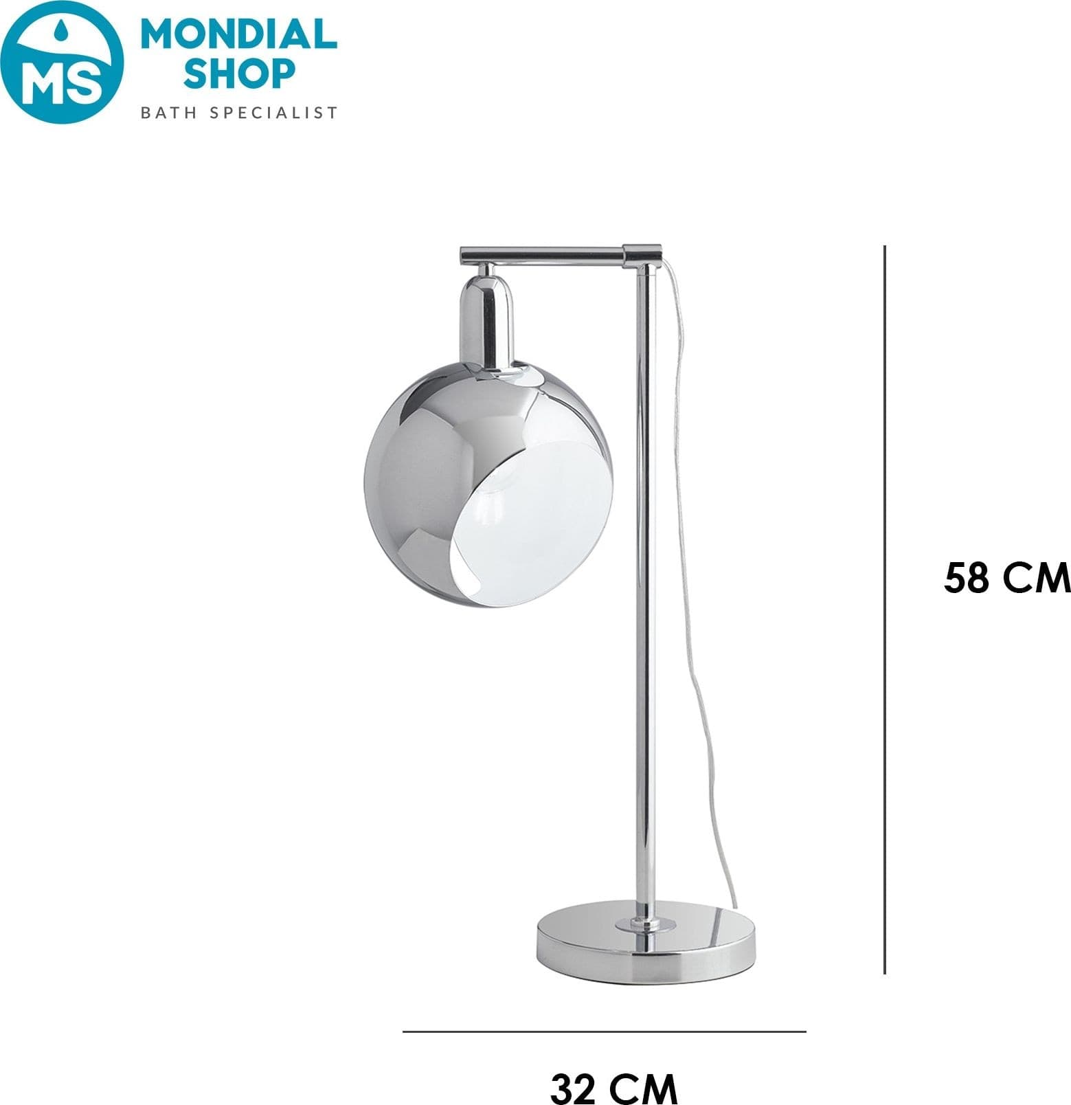 Lampada da Tavolo Moderna Adatta per studio e salotto Cromata Orientabile E27 - 3
