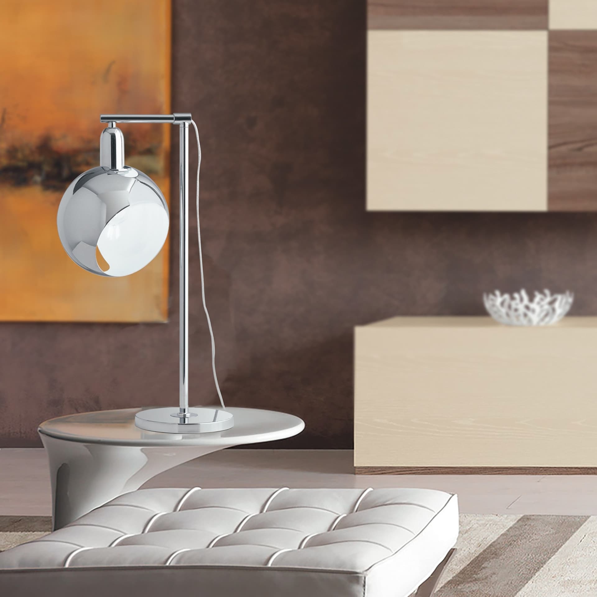 Lampada da Tavolo Moderna Adatta per studio e salotto Cromata Orientabile E27 - 6