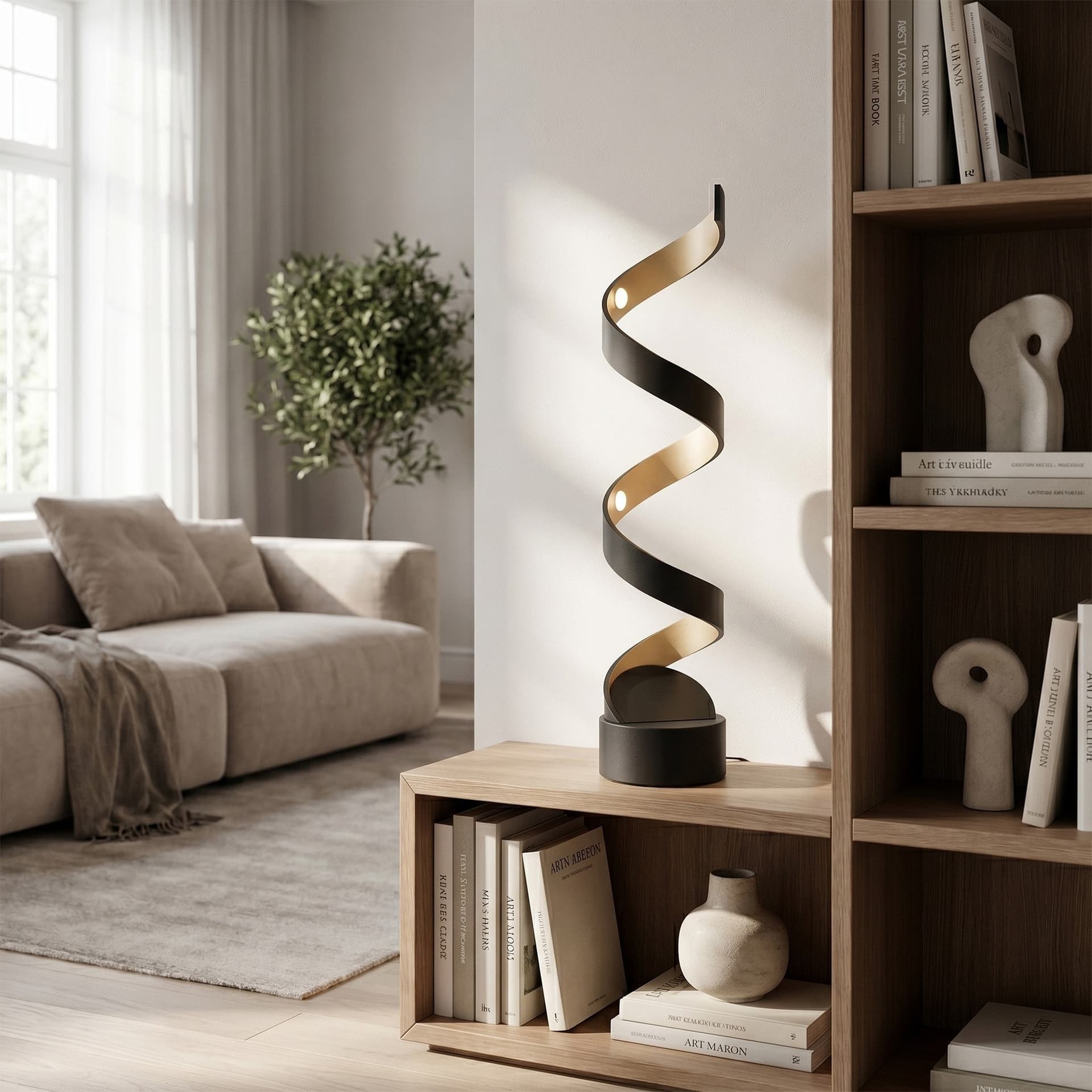Lampada da Tavolo LED Design moderno a spirale Disponibile nera o bianca Adatto a salotti o uffici 12W - 1