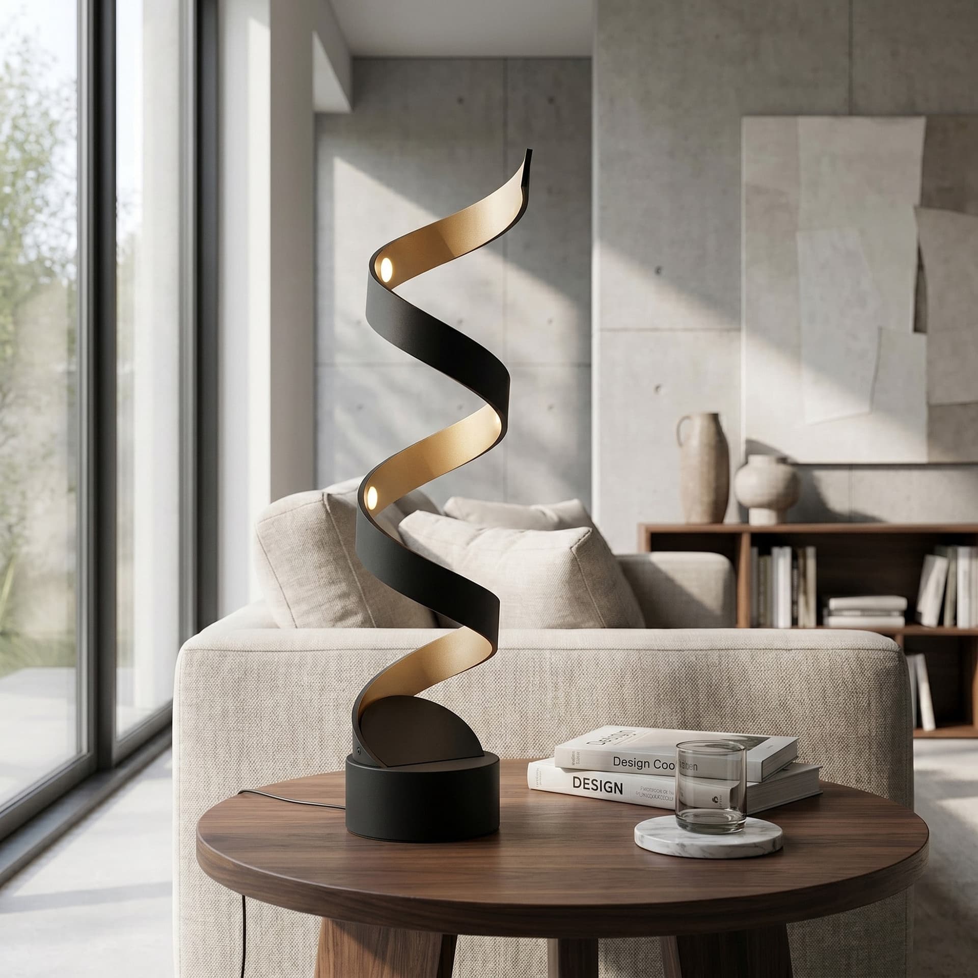 Lampada da Tavolo LED Design moderno a spirale Disponibile nera o bianca Adatto a salotti o uffici 12W - 2