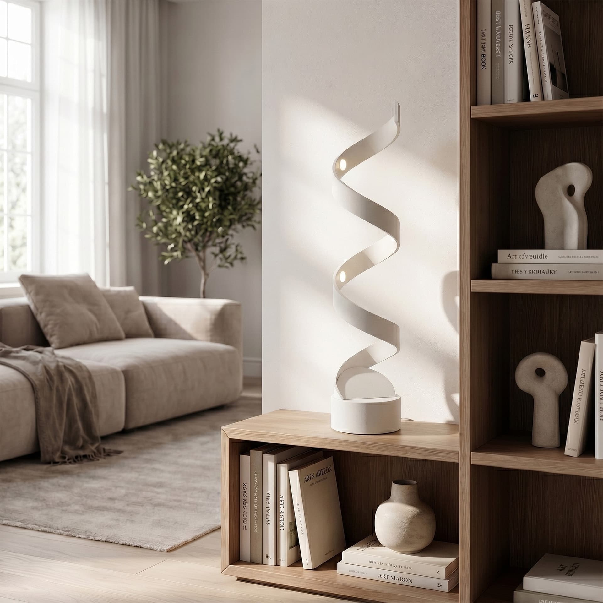 Lampada da Tavolo LED Design moderno a spirale Disponibile nera o bianca Adatto a salotti o uffici 12W - 5