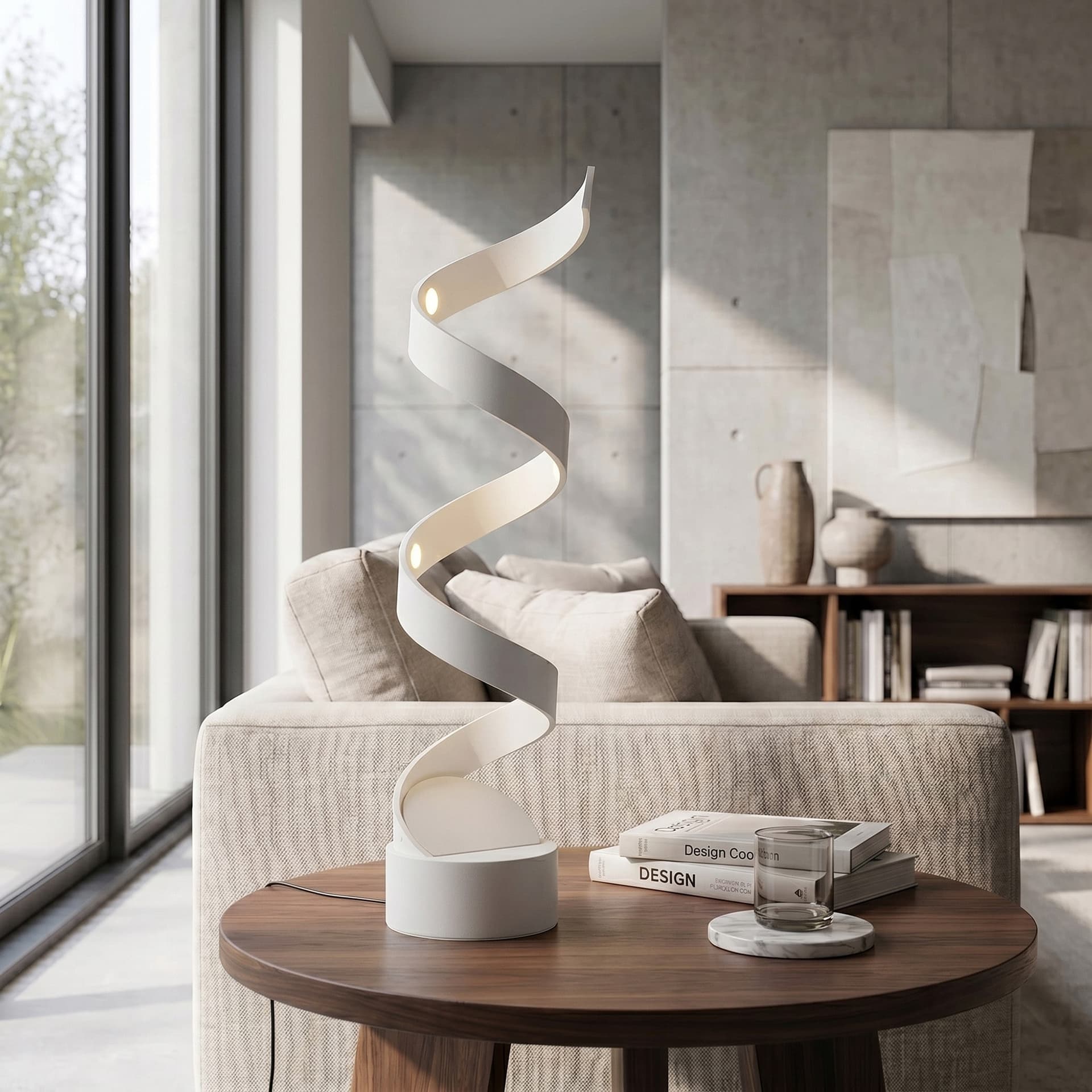 Lampada da Tavolo LED Design moderno a spirale Disponibile nera o bianca Adatto a salotti o uffici 12W - 6