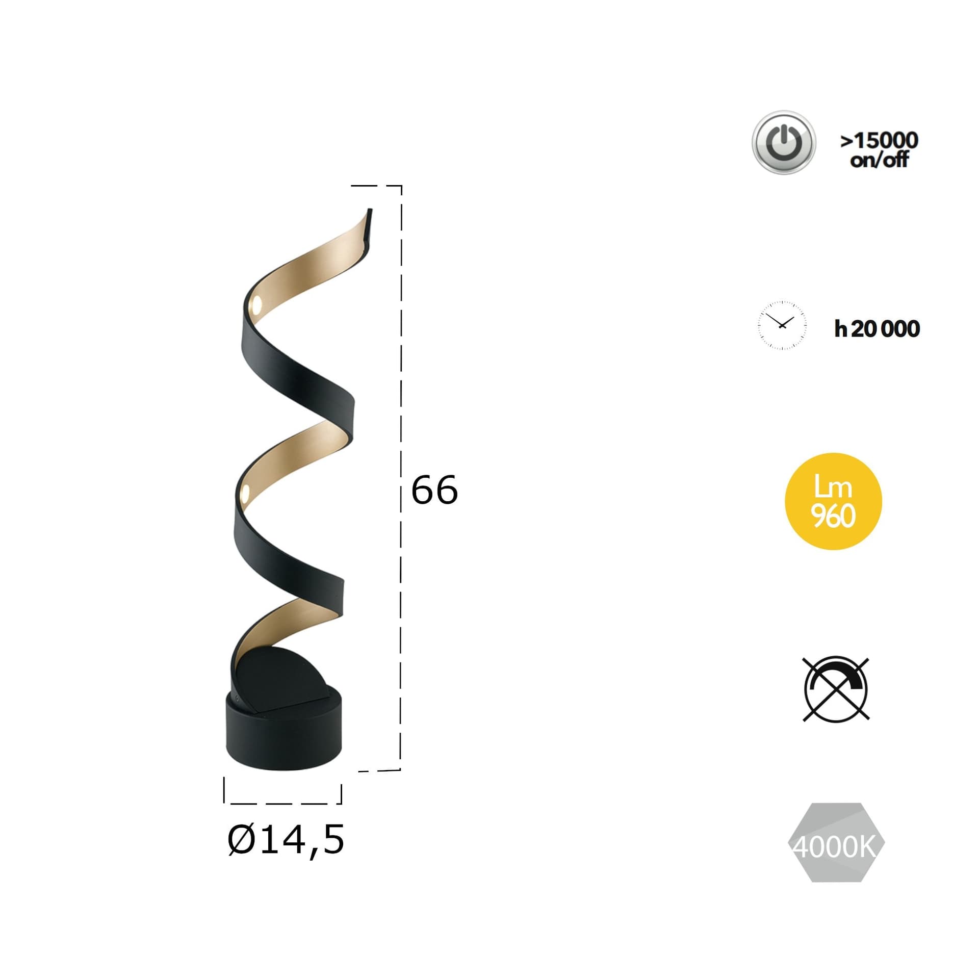 Lampada da Tavolo LED Design moderno a spirale Disponibile nera o bianca Adatto a salotti o uffici 12W - 9