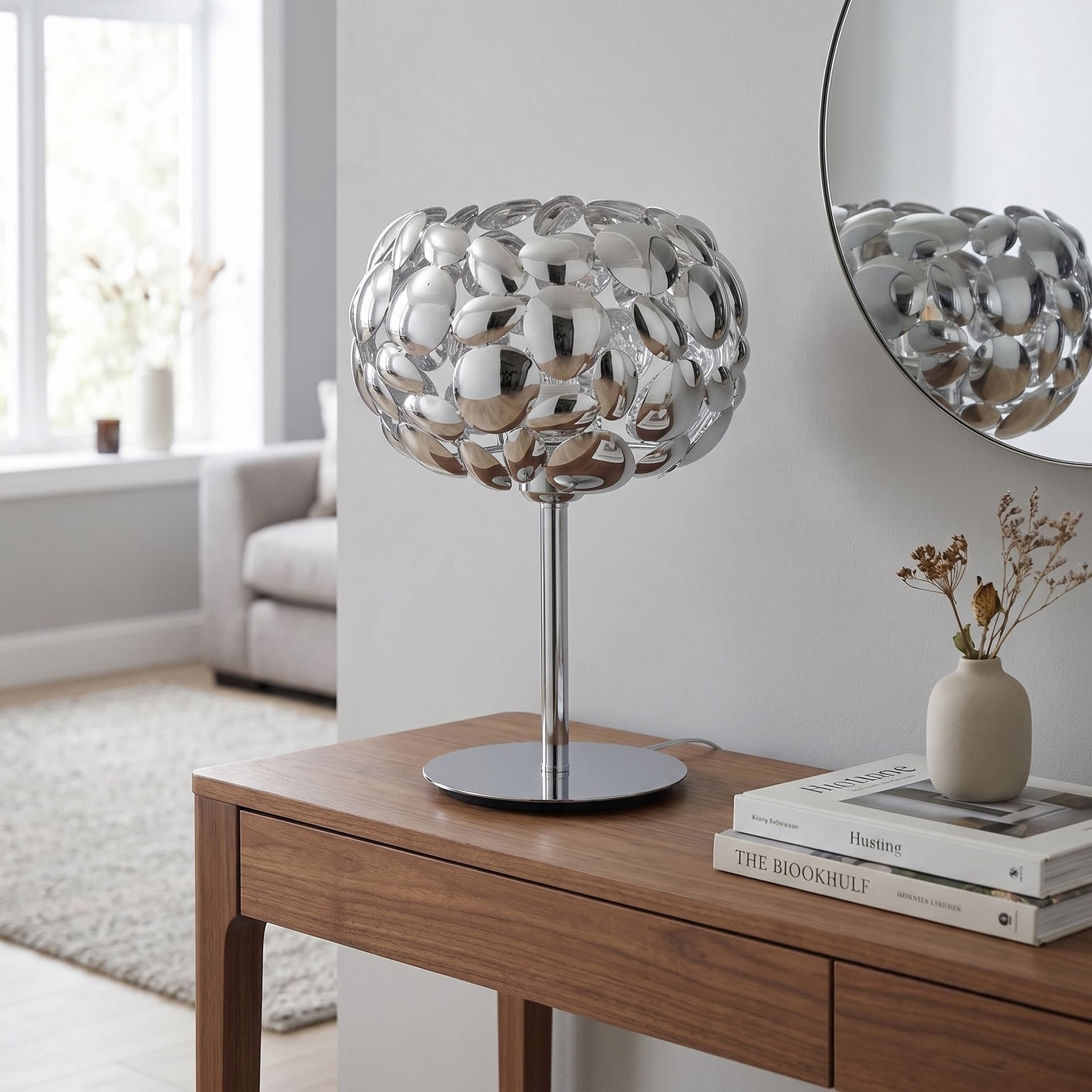 Lampada da Tavolo Design moderna Adatta per soggiorno e camera Disponibile in bianco o cromo E27 - 8