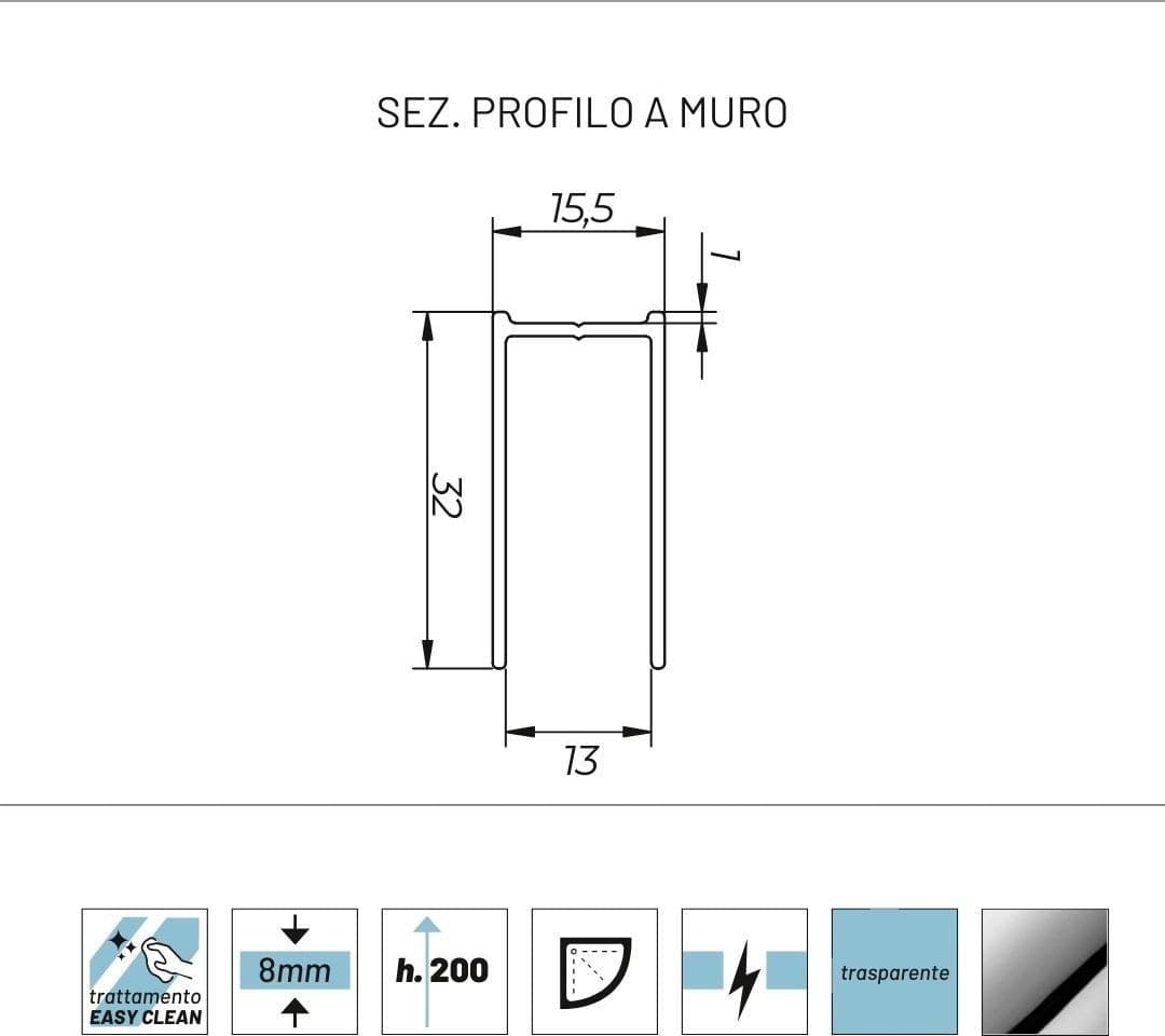Box Doccia Semicircolare Angolare Ginestra 78-80x78-80xH 195 Cristallo 8 mm - 6